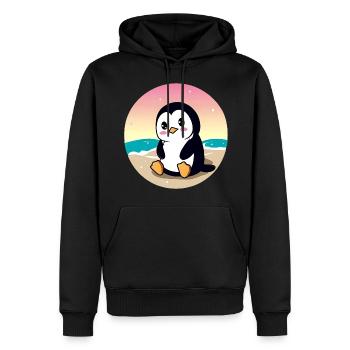 Pingouin de plage au coucher du soleil - Sweat à capuche Premium bio Homme - noir - Devant - Nico (187cm)