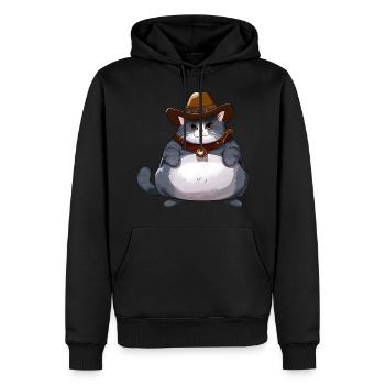 Fat Cowboy Cat - Men’s Premium Organic Hoodie - black - Front - Nico (187cm)
