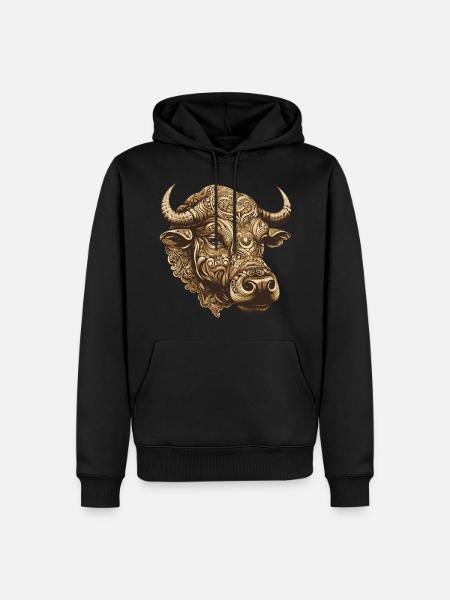 Bulle Portrait Taurus - Männer Premium Bio Hoodie - Schwarz