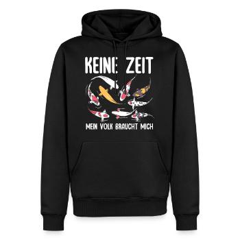Pas le temps, mon peuple a besoin de moi, carpe koï - Sweat à capuche Premium bio Homme - noir - Devant - Nico (187cm)