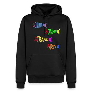 Soleil d’été Plage Poisson - Sweat à capuche Premium bio Homme - noir - Devant - Nico (187cm)