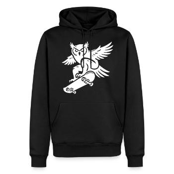 Schneeeule Skateboard Silhouette Minimalistischer - Männer Premium Bio Hoodie - Schwarz - Vorne - Nico (187cm)
