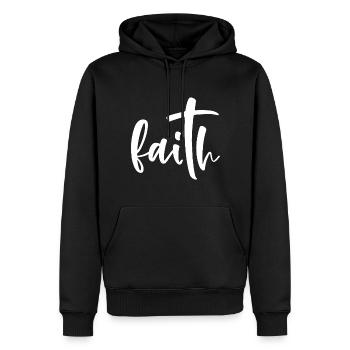 Glaube - Männer Premium Bio Hoodie - Schwarz - Vorne - Nico (187cm)