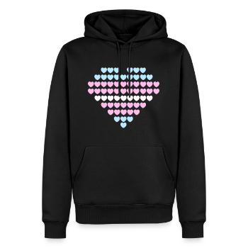 Drapeau du cœur transgenre - Sweat à capuche Premium bio Homme - noir - Devant - Nico (187cm)