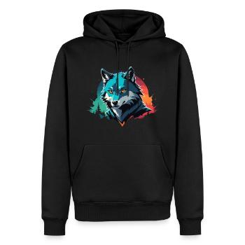 Wolf gefährlicher Hund bunte Illustration - Männer Premium Bio Hoodie - Schwarz - Vorne - Nico (187cm)