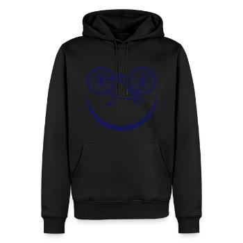 cyclisme velo smiley sourire smile - Sweat à capuche Premium bio Homme - noir - Devant - Nico (187cm)