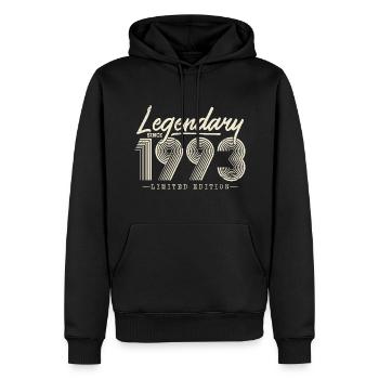 Légendaire depuis 1993 - Sweat à capuche Premium bio Homme - noir - Devant - Nico (187cm)