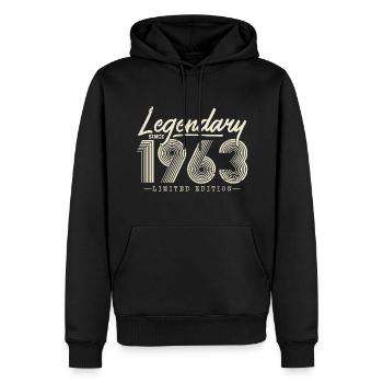Legendär seit 1963 - Männer Premium Bio Hoodie - Schwarz - Vorne - Nico (187cm)
