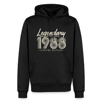 Legendär seit 1988 - Männer Premium Bio Hoodie - Schwarz - Vorne - Nico (187cm)