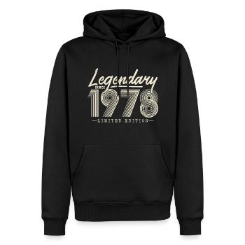Legendär seit 1978 - Männer Premium Bio Hoodie - Schwarz - Vorne - Nico (187cm)