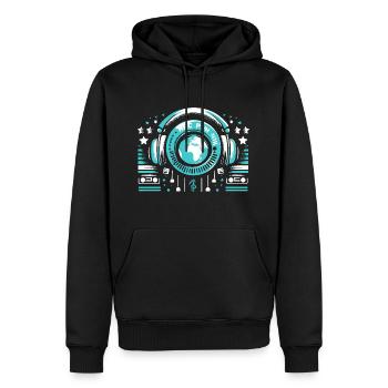 Funky DJ Kopfhörer – Musik & Party Vibes - Männer Premium Bio Hoodie - Schwarz - Vorne - Nico (187cm)
