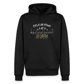 DLM CHRISTMAS W1U - Men’s Premium Organic Hoodie - black - Front - Nico (187cm)