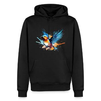 Blaumeise Farbkleckse Farbspritzer - Männer Premium Bio Hoodie - Schwarz - Vorne - Nico (187cm)