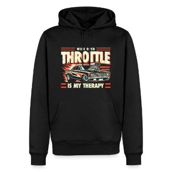 Wide Open Throttle - Therapie für Motorsportfans - Männer Premium Bio Hoodie - Schwarz - Vorne - Nico (187cm)