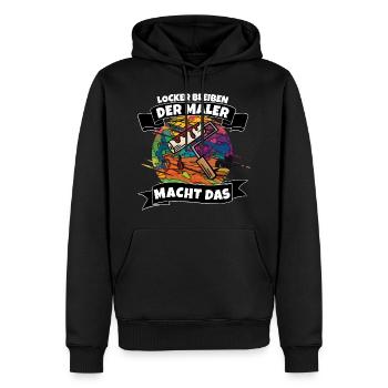 Maler - Männer Premium Bio Hoodie - Schwarz - Vorne - Nico (187cm)