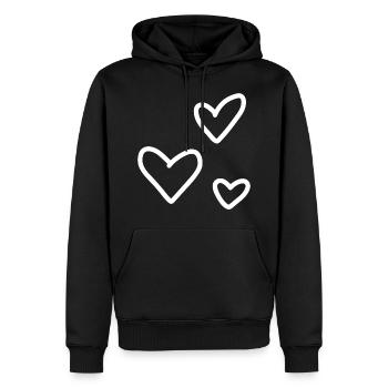 Cœur Cœur Amour Amour Partenaire Couples Mignon - Sweat à capuche Premium bio Homme - noir - Devant - Nico (187cm)