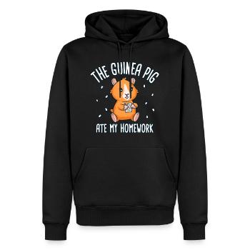 Meerschweinchen hat Hausaufgaben gegessen - Männer Premium Bio Hoodie - Schwarz - Vorne - Nico (187cm)
