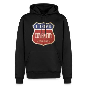 Coventry England UK Stadt I Love Vintage Retro - Männer Premium Bio Hoodie - Schwarz - Vorne - Nico (187cm)
