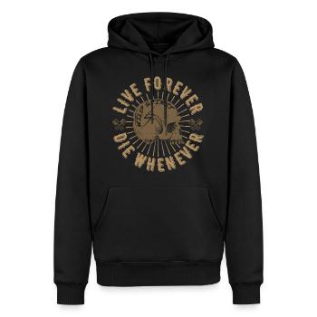 Live Forever Skull - Männer Premium Bio Hoodie - Schwarz - Vorne - Nico (187cm)