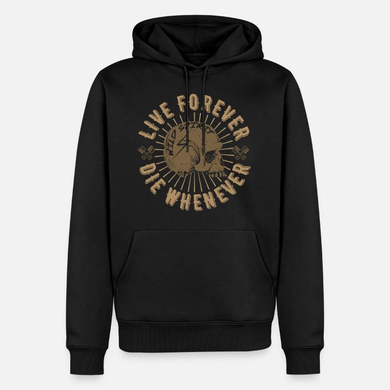 Live Forever Skull - Männer Premium Bio Hoodie - Schwarz