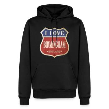Birmingham Angleterre UK City J’aime Vintage Retro - Sweat à capuche Premium bio Homme - noir - Devant - Nico (187cm)