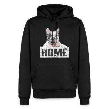 Bulldogge Hund Haustier Home Zuhause Schild - Männer Premium Bio Hoodie - Schwarz - Vorne - Nico (187cm)