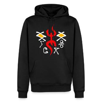 Amazigh Berbère Imazighen Tifinagh - Sweat à capuche Premium bio Homme - noir - Devant - Nico (187cm)