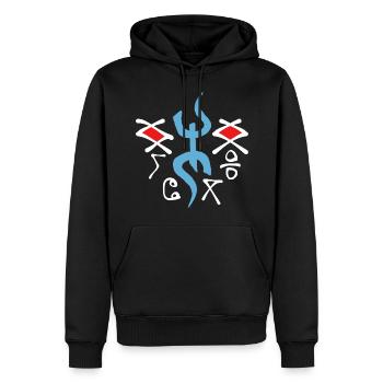 Amazigh Berbère Imazighen Tifinagh - Sweat à capuche Premium bio Homme - noir - Devant - Nico (187cm)