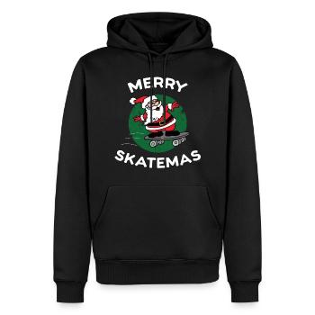 Merry Skatemas | Skateboard Weihnachten Print - Männer Premium Bio Hoodie - Schwarz - Vorne - Nico (187cm)