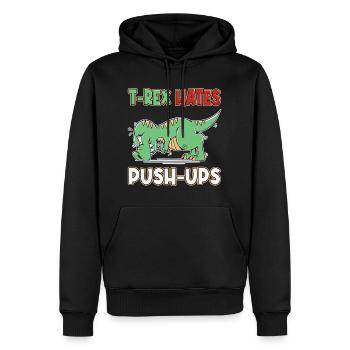 T-Rex Hates Push-Ups Liegestütze Lustig Humor - Männer Premium Bio Hoodie - Schwarz - Vorne - Nico (187cm)