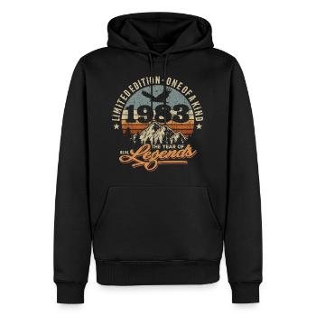 Vintage retro birthday 1983 - Men’s Premium Organic Hoodie - black - Front - Nico (187cm)