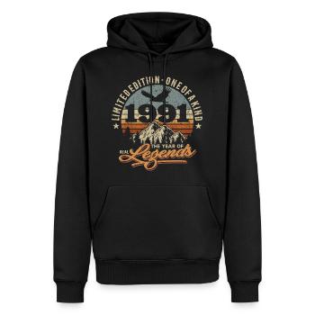 Vintage retro birthday 1991 - Men’s Premium Organic Hoodie - black - Front - Nico (187cm)