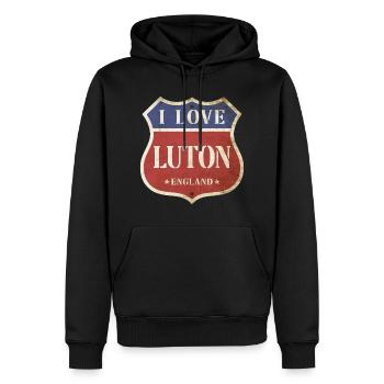 Luton England UK Stadt I Love Vintage Retro - Männer Premium Bio Hoodie - Schwarz - Vorne - Nico (187cm)