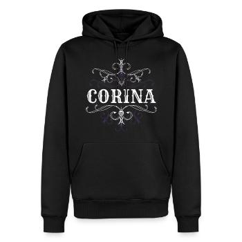 Corina Name Vorname Personalisiert - Männer Premium Bio Hoodie - Schwarz - Vorne - Nico (187cm)