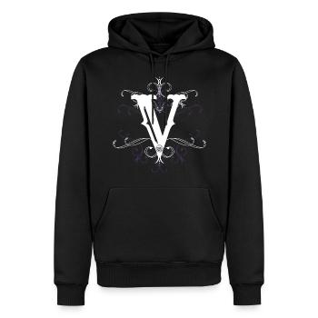 Buchstabe V Buchstabe-V - Männer Premium Bio Hoodie - Schwarz - Vorne - Nico (187cm)