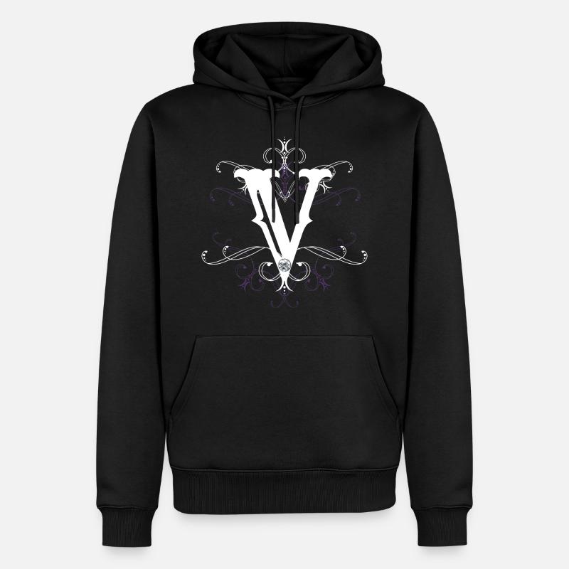 Buchstabe V Buchstabe-V - Männer Premium Bio Hoodie - Schwarz