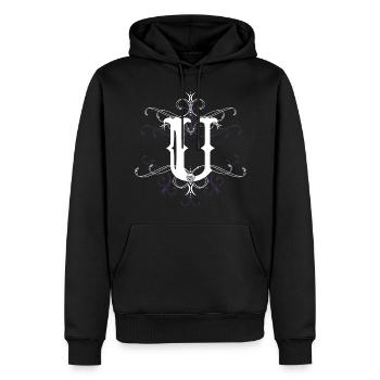 Buchstabe U Buchstabe-U - Männer Premium Bio Hoodie - Schwarz - Vorne - Nico (187cm)