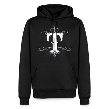 Buchstabe T Buchstabe-T - Männer Premium Bio Hoodie - Schwarz - Vorne - Nico (187cm)