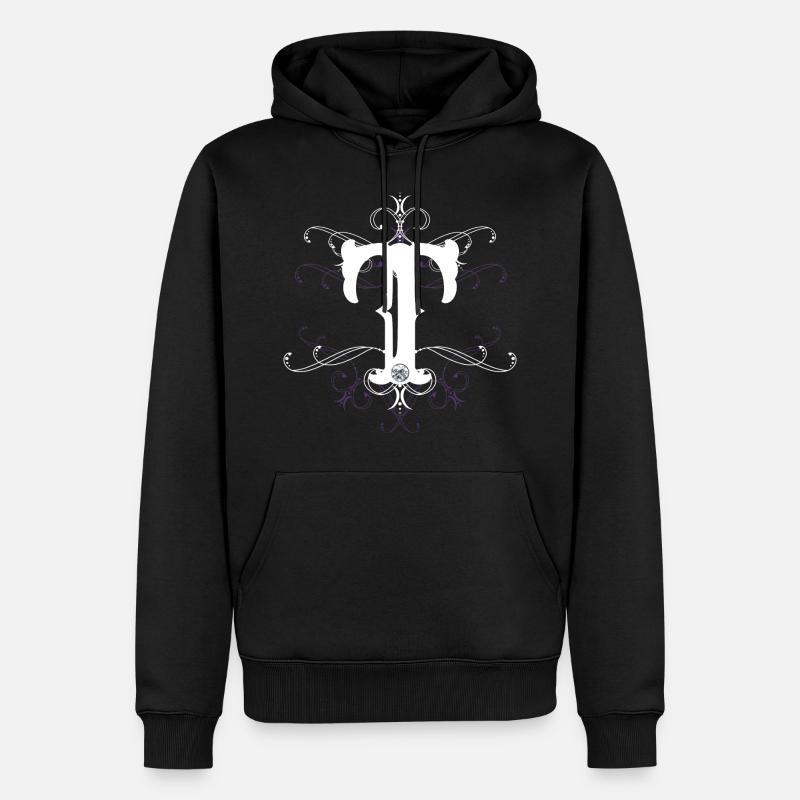 Buchstabe T Buchstabe-T - Männer Premium Bio Hoodie - Schwarz