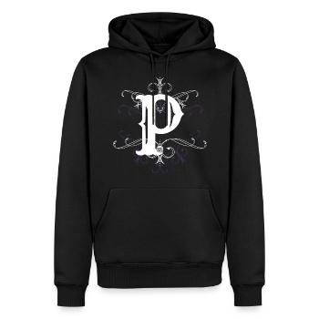Lettre P Lettre P - Sweat à capuche Premium bio Homme - noir - Devant - Nico (187cm)