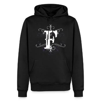Lettre F Lettre F - Sweat à capuche Premium bio Homme - noir - Devant - Nico (187cm)