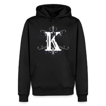 Buchstabe K Buchstabe-K - Männer Premium Bio Hoodie - Schwarz - Vorne - Nico (187cm)