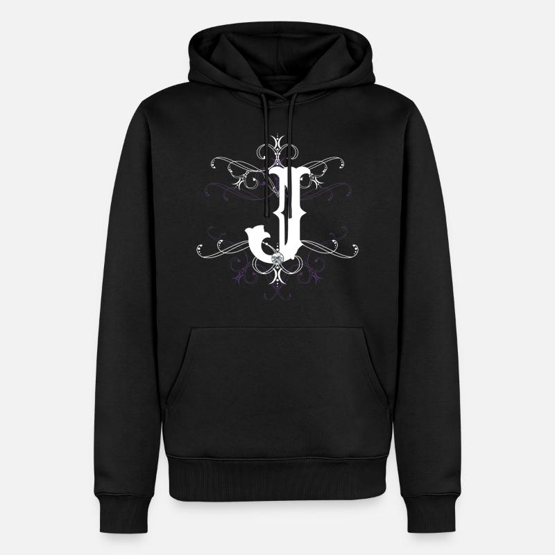 Buchstabe J Buchstabe-J - Männer Premium Bio Hoodie - Schwarz