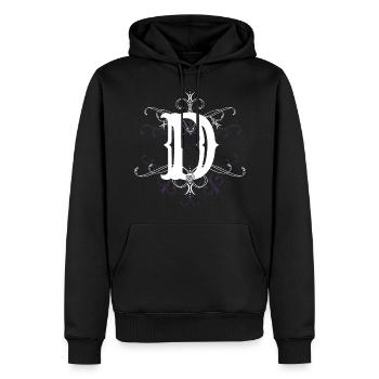 Lettre D, point D) - Sweat à capuche Premium bio Homme - noir - Devant - Nico (187cm)