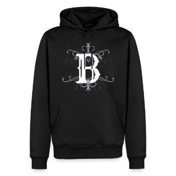 Buchstabe B Buchstabe-B - Männer Premium Bio Hoodie - Schwarz - Vorne - Nico (187cm)