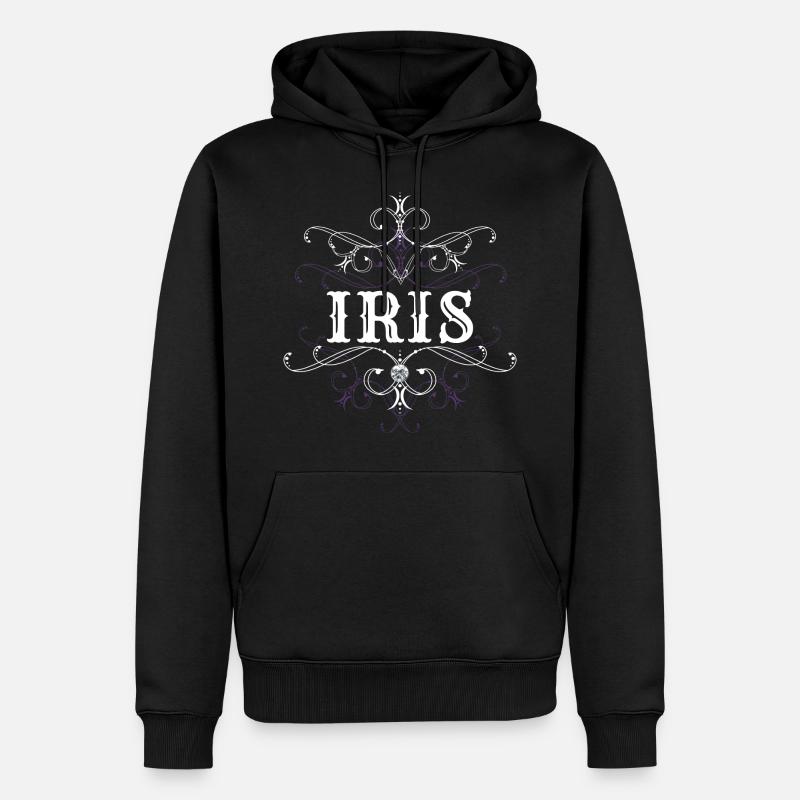 Iris Nom Prénom Personnalisé - Sweat à capuche Premium bio Homme - noir