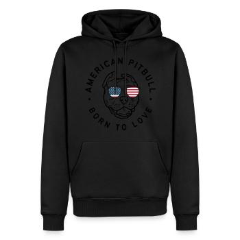 Pitbull américain - Sweat à capuche Premium bio Homme - noir - Devant - Nico (187cm)