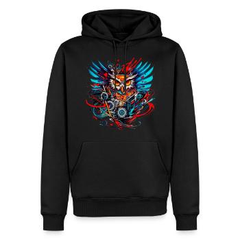 Motor-Eule - Männer Premium Bio Hoodie - Schwarz - Vorne - Nico (187cm)