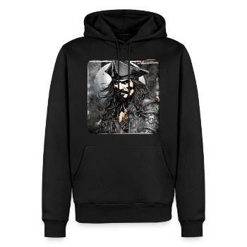 Capitaine de marin boucanier pirate sinistre - Sweat à capuche Premium bio Homme - noir - Devant - Nico (187cm)