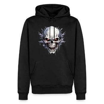 Totenkopf Totenschädel Skelett Motorrad Biker Gang - Männer Premium Bio Hoodie - Schwarz - Vorne - Nico (187cm)